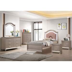Panella Glam 6-Piece Rose Gold Full Wood Kids Bedroom Set
