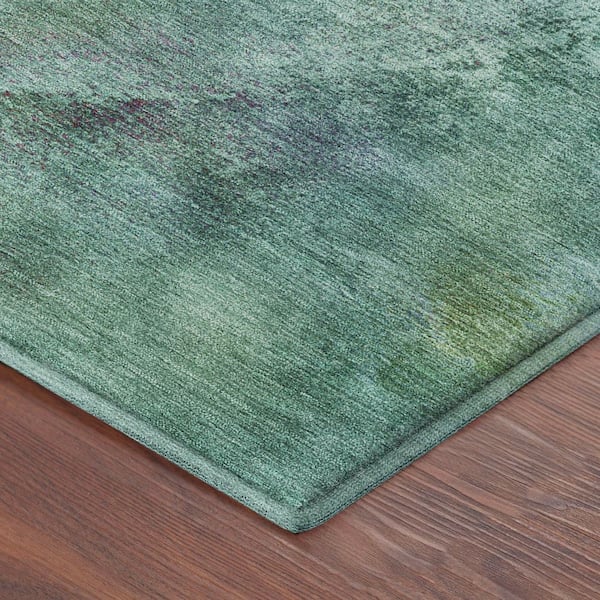 Mayfield Premium Machine Washable Abstract AMF2308 Teal 9 ft. x 12 ft. Area Rug