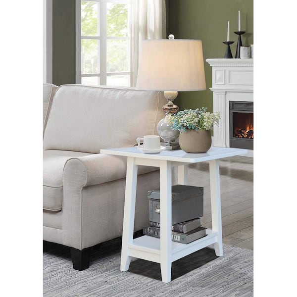 International Concepts 22 in. White Square Dropleaf Side Table