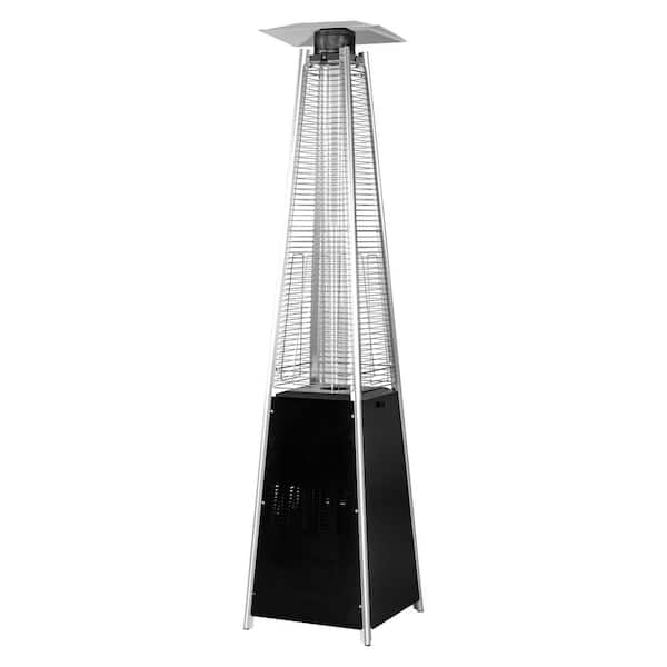 48,000 BTU Quartz Glass Tube Heat-Focusing Black Propane Gas Standing Patio Heater