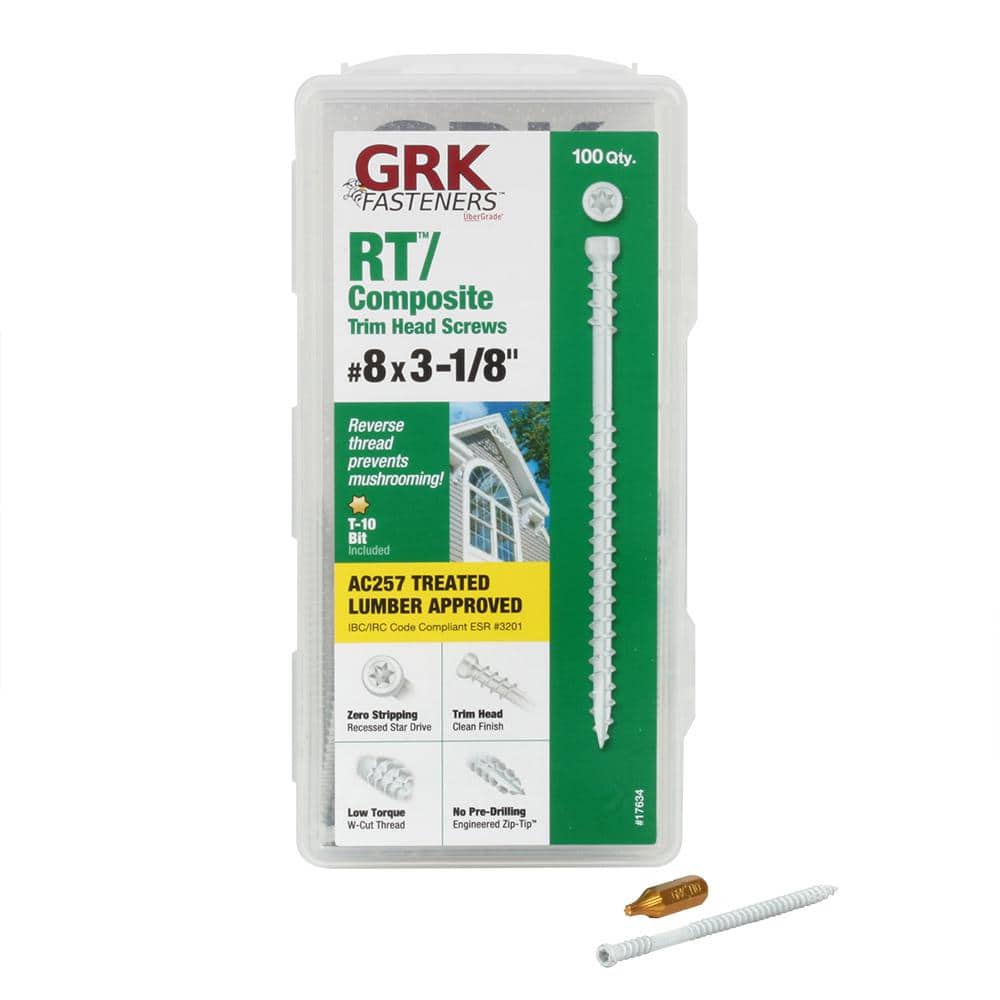 GRK Fasteners 8 x 31/8 in. Star Drive TrimHead White RT Composite