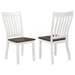 Kingman Espresso and White Wood Slat Back Dining Chairs Set of 2