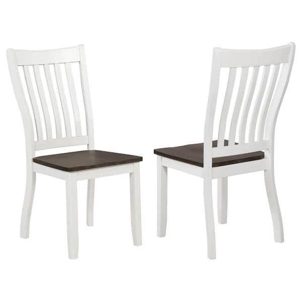 Coaster Kingman Espresso and White Wood Slat Back Dining Chairs Set of 2