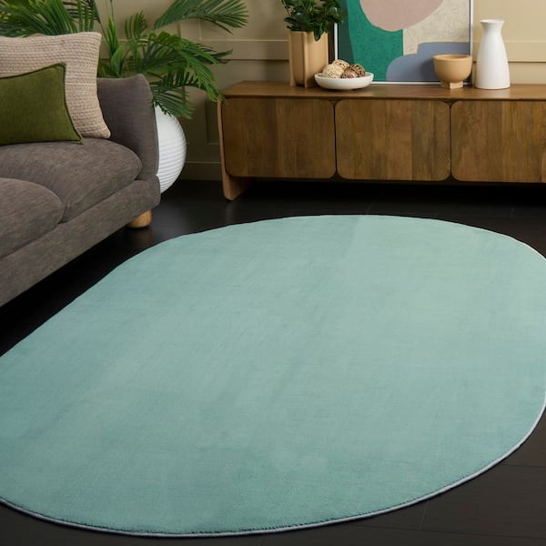 Loft Sage 5 ft. x 8 ft. Machine Washable Modern Solid Oval Area Rug