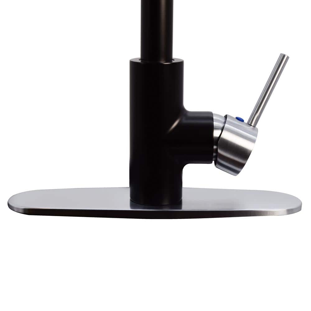 Matte Black and Stainless Steel Pull Down Kitchen Faucet
