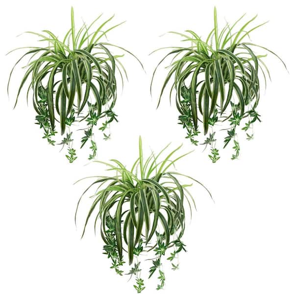24 in. UV Resistant Artificial Spider Bush (Indoor/Outdoor) - (Set of 3)