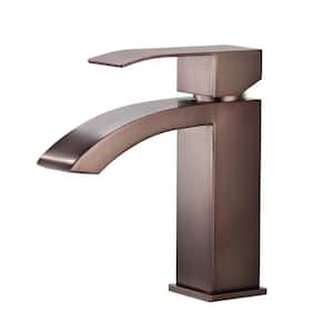 6.61 in. Single Handle Single Hole Bathroom Faucet Included Valve Supply Lines in Brown Copper