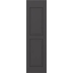 12 in. W x 75 in. H Americraft 2-Equal Raised Panel Exterior Real Wood Shutters Pair in Shadow Mountain