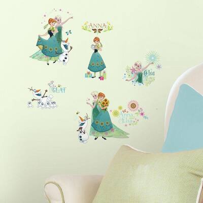 5 in. W x 11.5 in. H Disney Frozen Fever 19-Piece Peel and Stick Wall Decal