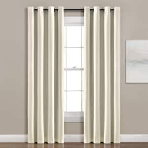 Insulated Grommet 100% 52 in. W x 95 in. L Blackout Faux Silk Window Curtain Panel in Ivory Single