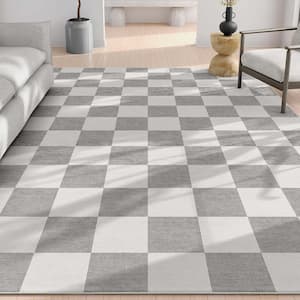 Beige 5 ft. x 7 ft. Flat-Weave Apollo Square Modern Geometric Boxes Area Rug