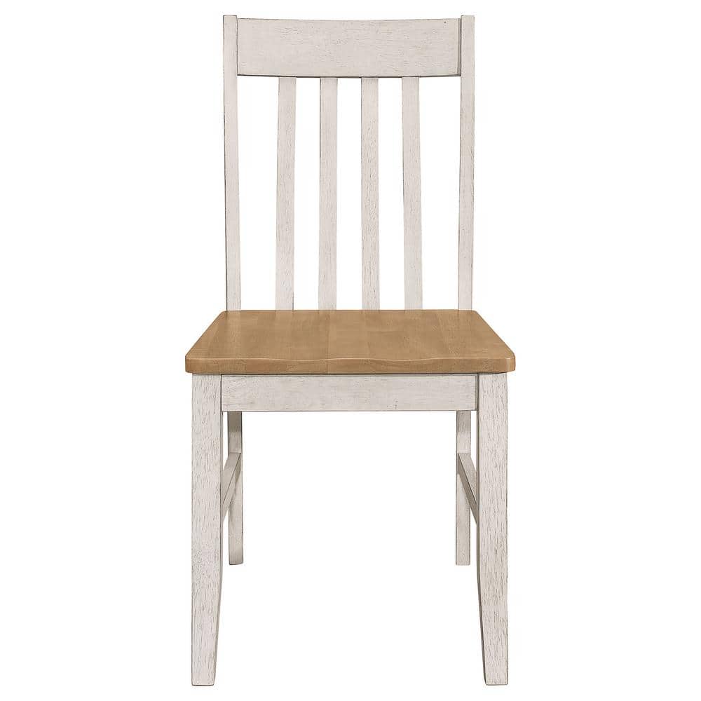 Rustic White Wood Slat Back Side Chair Set