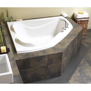 Cocoon 79 in. x 59 in. Acrylic End Drain Corner Drop-in Soaking Bathtub in White