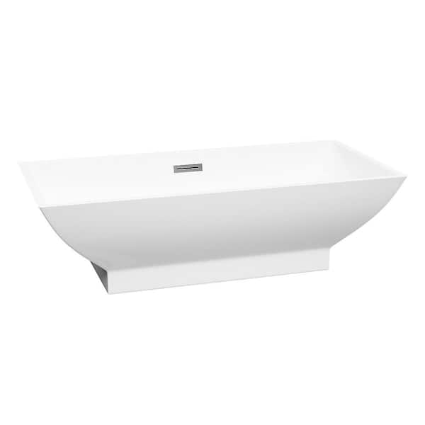 JimsMaison 70 in. Acrylic Flatbottom Double Slipper Non-Whirlpool Bathtub in White