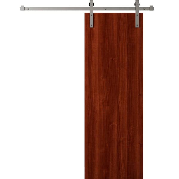3011 18 in. x 96 in. Sold Core Walnut Franko Color Wood Sliding Barn Door with Hardware Kit
