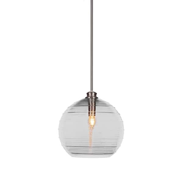 Unbranded Melbourne 60-Watt 1-Light Brushed Nickel Shaded Mini Pendant Light with Glass Shade