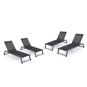 Myers Black Metal Outdoor Patio Chaise Lounge (Set of 4)
