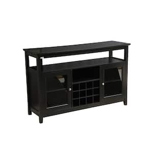 Vintage Sideboard, Dining Server Buffet Cabinet with Wine Rack and 2 Doors, Black