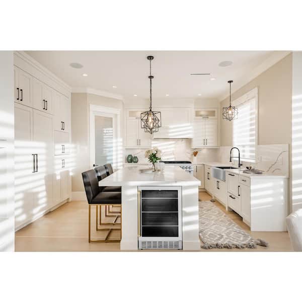 Monument Autograph Edition 24 in. Single Zone 154-Can Beverage Fridge with Champagne Bronze Handle in Stainless Steel