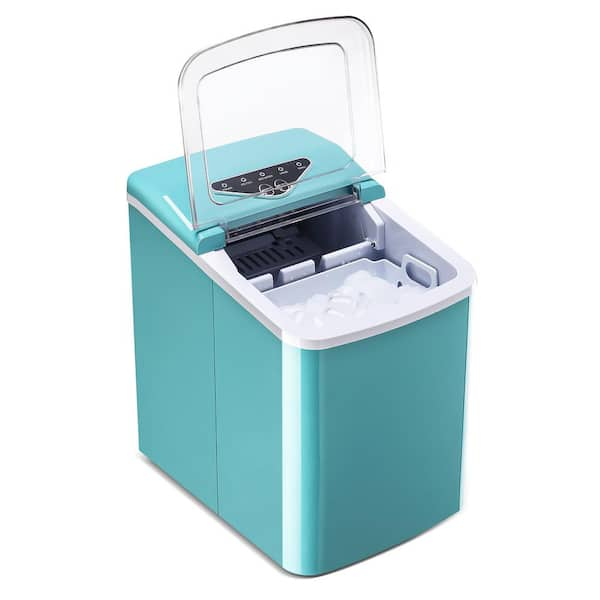 8.7 in. 26 lb. Bullet Ice Cube Countertop Portable Ice Maker in Blue with Detachable Ice Basket and Add Water Prompt