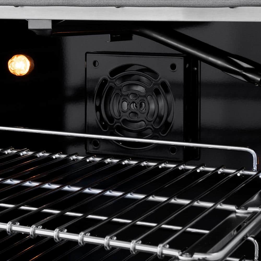 36" Black Stainless Steel Gas Range with Convection Oven and Brass Burners