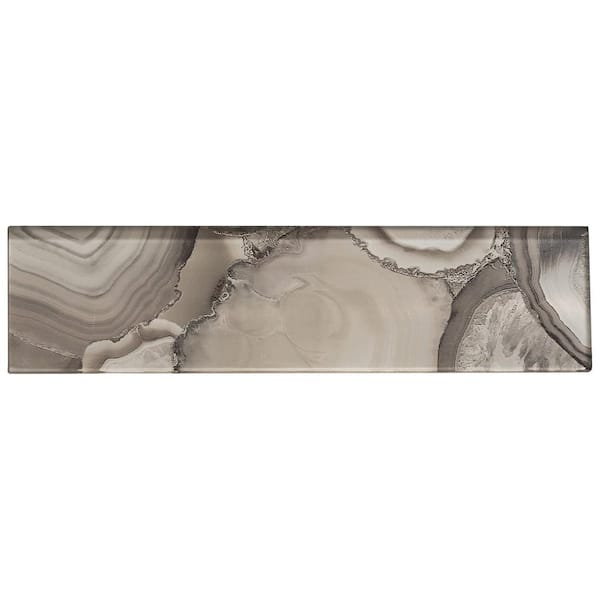 ANDOVA Myst Nero Tan/Gray Glossy 3 in. x 12 in. Smooth Glass Subway Wall Tile (3.75 sq. ft./box)