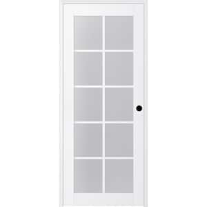 Paola 18 in. x 80 in. Left-Handed 10-Lite Frosted Glass Solid Core Bianco Noble Wood Single Prehung Interior Door