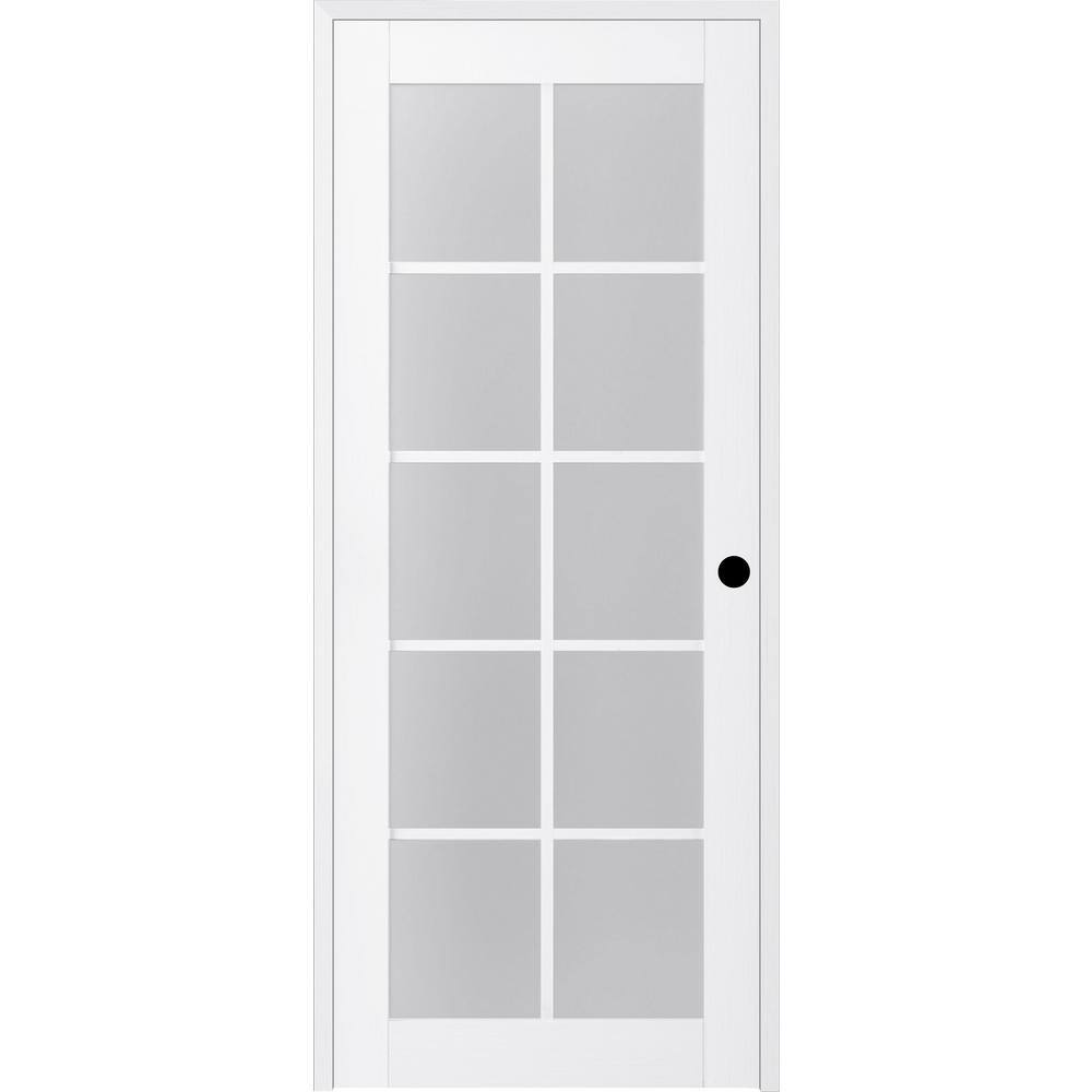 Paola 28 in. x 80 in. Left-Handed 10-Lite Frosted Glass Solid Core Bianco Noble Wood Single Prehung Interior Door -  Belldinni, 150395