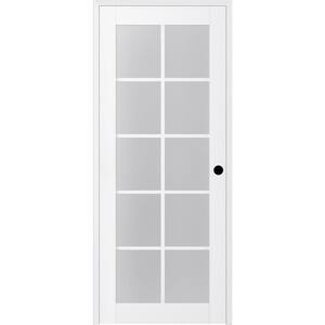 Paola 36 in. x 80 in. Left-Handed 10-Lite Frosted Glass Solid Core Bianco Noble Wood Single Prehung Interior Door