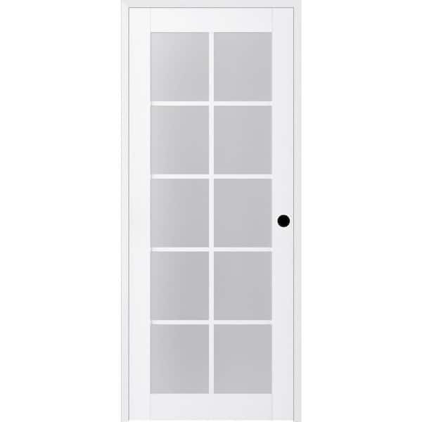 Paola 36 in. x 80 in. Left-Handed 10-Lite Frosted Glass Solid Core Bianco Noble Single Prehung Interior Door 150402 - The Home Depot