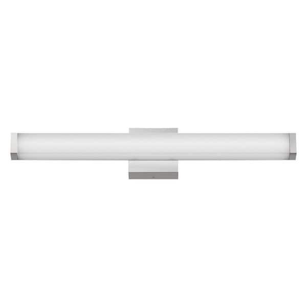25 in. 1-Light Nickel LED Vanity Light Bar Dimmable Wall Sconce Modern Bathroom Light Fixture