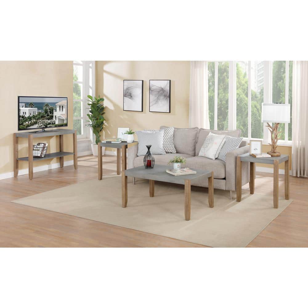 Newport Faux Concrete and Wood 4-Piece Living Room Set