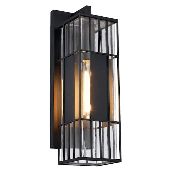 Edgehill 22 in. 1-Light Black Outdoor Wall Sconce Lantern Light for Porches
