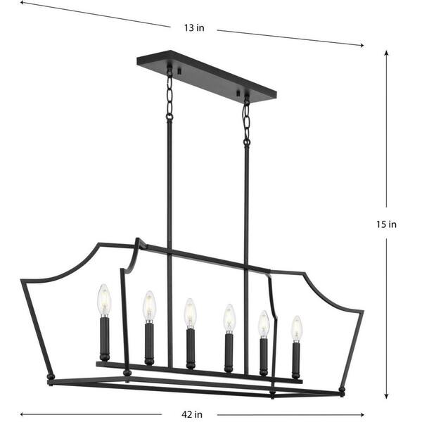 Progress Lighting Parkhurst 6-Light Matte Black Transitional Chandelier