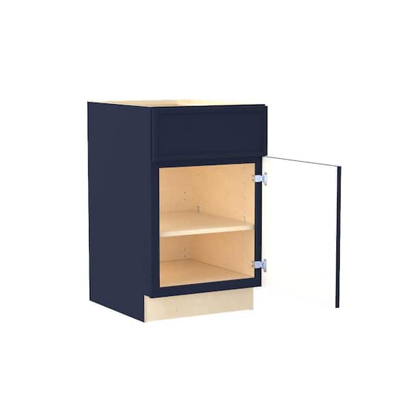 Home Decorators Collection Franklin 21 in. W x 21 in. D x 34.5 in. H Assembled Plywood Sink Base Bath Cabinet in Vessel Blue with Soft Close RH