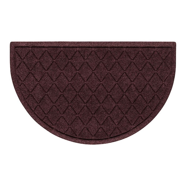 Waterhog Argyle 24 in. x 39 in. Indoor Outdoor PET Polyester Half Round Doormat Bordeaux