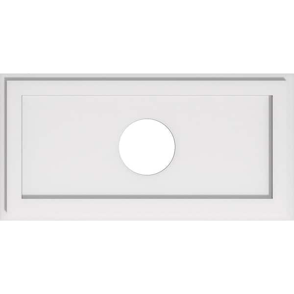 Ekena Millwork 26 in. x 13 in. x 1 in. Rectangle Architectural Grade PVC Contemporary Ceiling Medallion