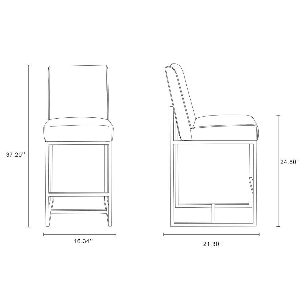 Manhattan Comfort Graphite Faux Leather 24" Counter Stool with Chrome Frame