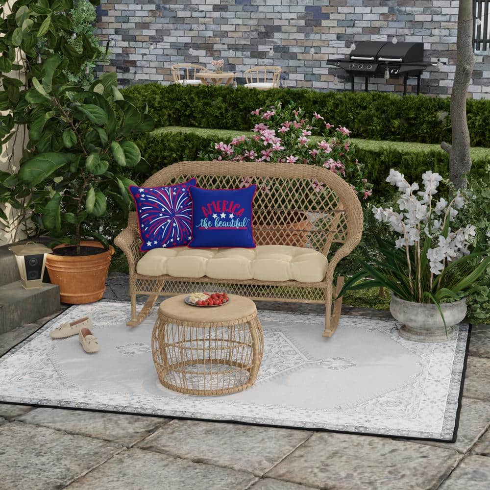 18" x 18" Navy America the Beautiful Reversible Outdoor Throw Pillow