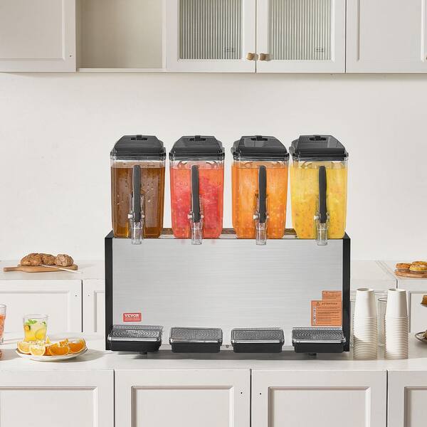 Commercial Beverage Dispenser,4 Tanks 12.7 Qt. Per Tank Juice Dispenser,510-Watt Stainless Steel Iced Tea Drink Machine