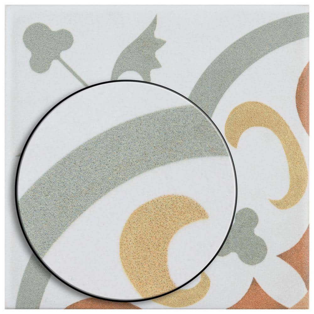 Revival Mini Memory 4" x 4" Off-White Ceramic Patterned Tile