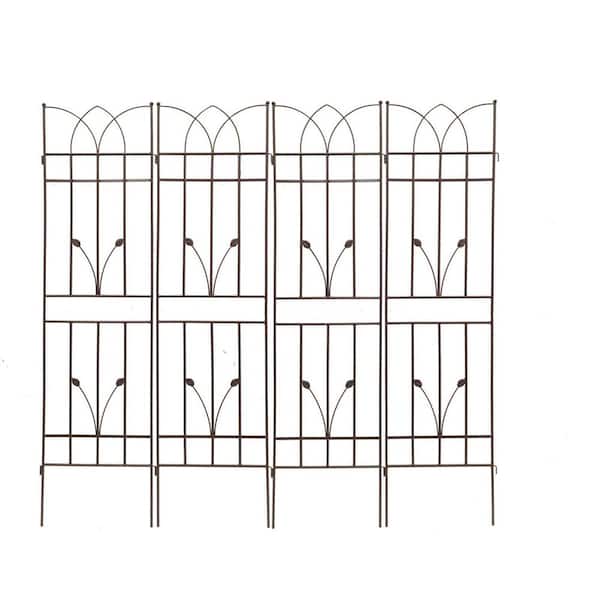 Rustic Charm 71 in. Brown Iron Trellis-4 Pack for Climbing Plants with Sturdy Design