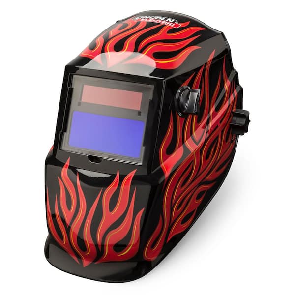 Auto-Darkening Welding Helmet with Variable Shade Lens No: 9-13 (1.73 x 3.82 in. Viewing Area), Red Steel Design