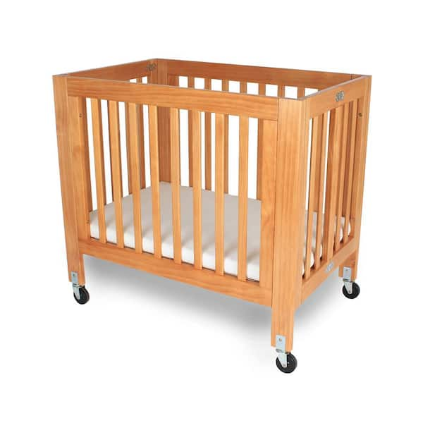 LA Baby Olympia Mini Portable Natural Folding Wood Crib CW 458 N