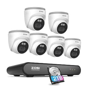 3K 5MP 8-Channel 2TB POE NVR Security Camera System with 6 2.5K 4MP Wired Outdoor Cameras, Smart AI Human Detection