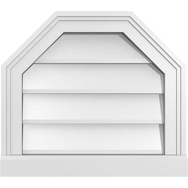 Ekena Millwork 18 in. x 16 in. Octagonal Top Surface Mount PVC Gable Vent: Decorative with Brickmould Sill Frame