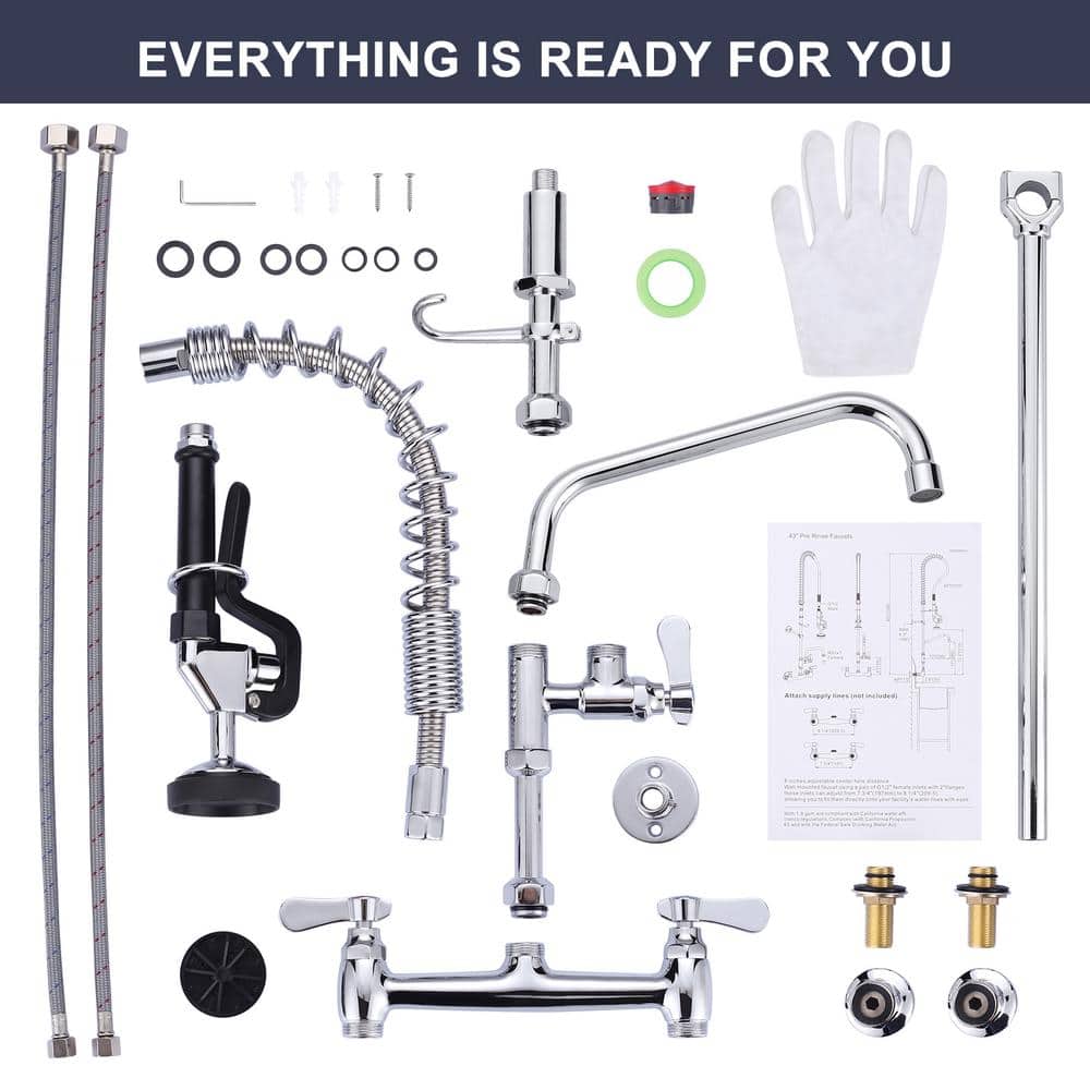 Polished Chrome Triple Handle Pull Down Kitchen Faucet