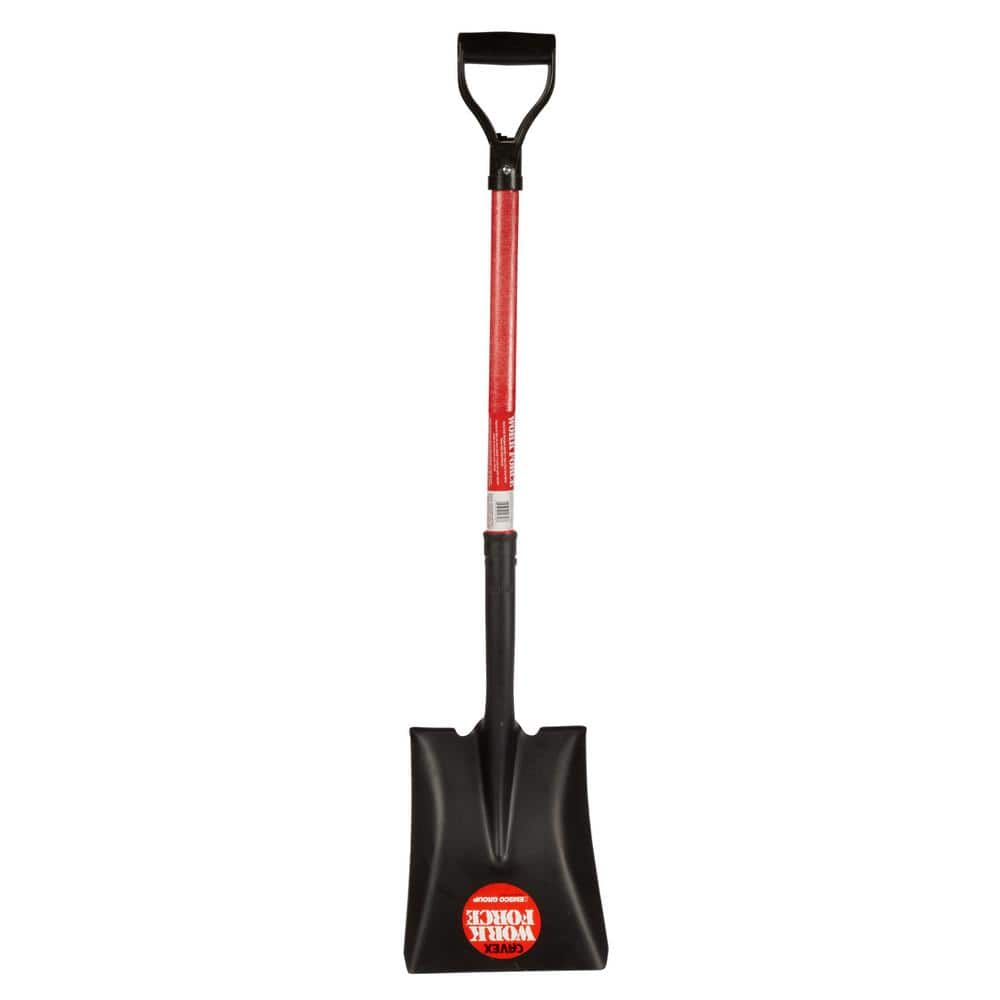 Workforce 28 in. Square Point Shovel with Fiberglass Handle - Heavy-Duty 16-Gauge Steel Head