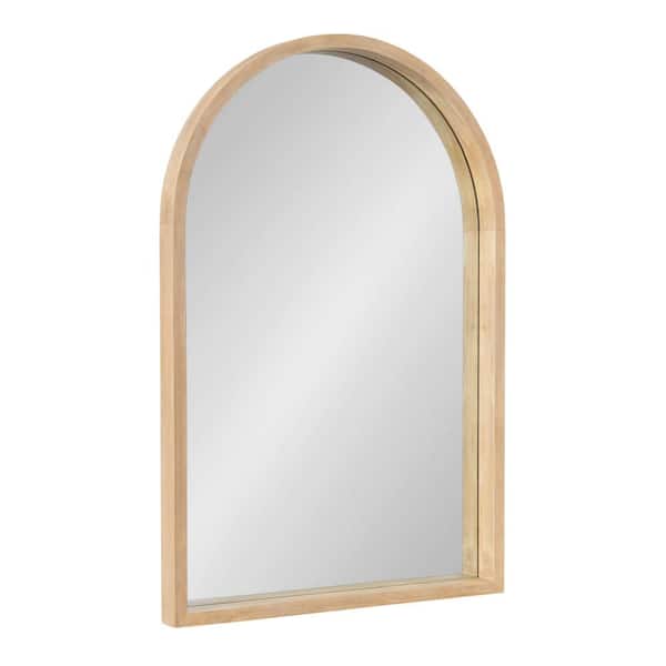 Kate and Laurel Hutton Natural 24 in. W x 36 in. H Arch Wood Framed Mirror