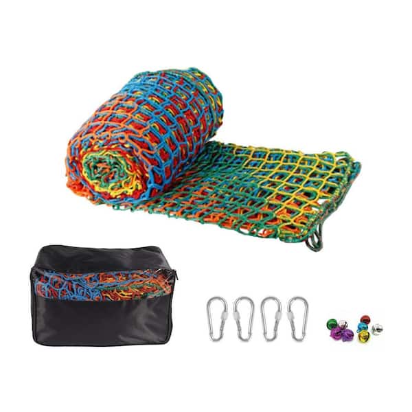 Rainbow Polyester Kids Climbing Cargo Net 9.8 x 9.8 ft. Double Layer 1-Pack Outdoor Playground Equipment